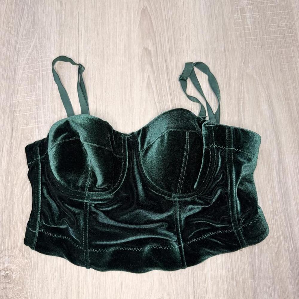 Papaya green velvet corset top in a S